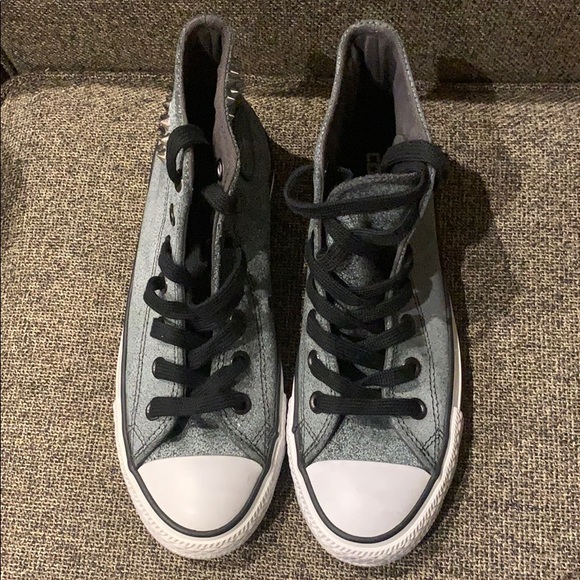 Converse hi top leather studded sneakers - sz 6 NEW - Picture 3 of 4